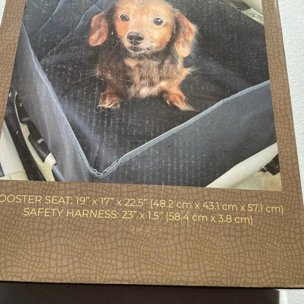 Pet booster seat interior protector with safety harness